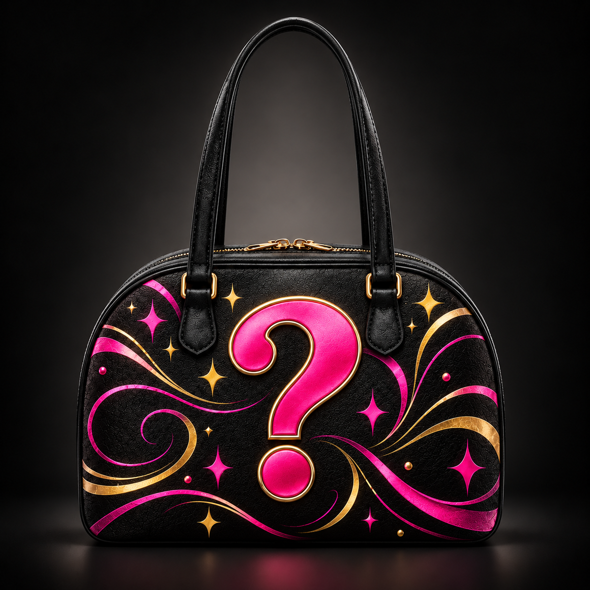 Custom Bowling Bag design preview with pink question mark; final design confirmed after order