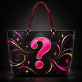 Custom Tote Bag design preview with pink question mark; final design confirmed after order