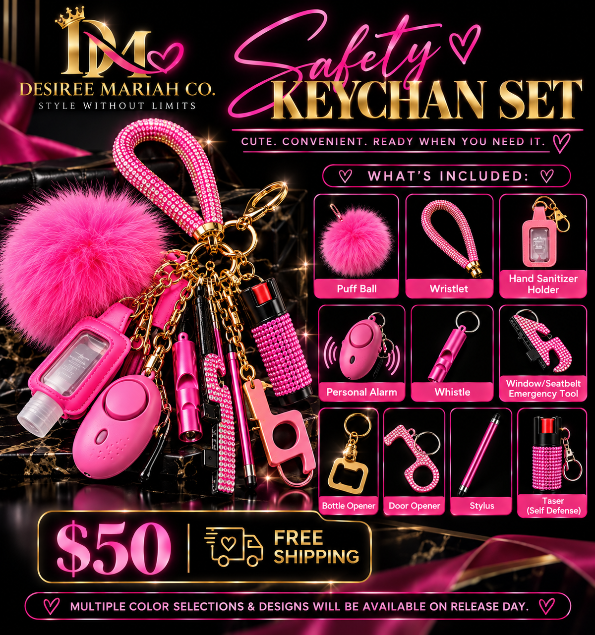 Desiree Mariah Safety Keychain Set - $50 with free shipping